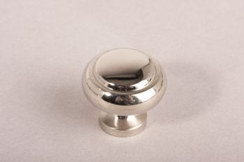 Knop rond met randje blinkend nikkel 30mm