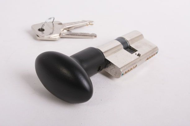 Schuldenaar Klagen deuropening Profiel-Cilinderslot 30/30 SKG** nikkel met zwarte, ovale knop